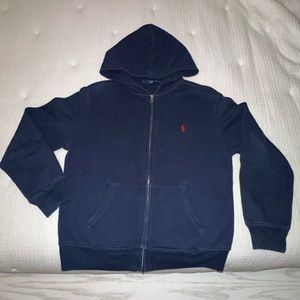 Polo by Ralph Lauren boys zipper hoodie sweatshirt jacket size 10/12 navy blue